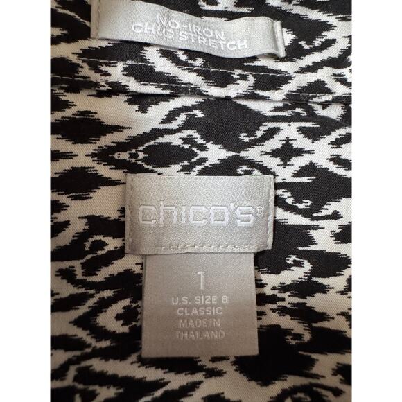 Chico's Womens No-Iron Chic Stretch Button Up Shirt Blouse Classic Corpcore - Picture 3 of 7